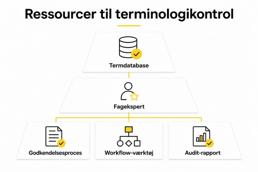 Pyramidegrafik, der illustrerer forskellige ressourcer til terminologikontrol