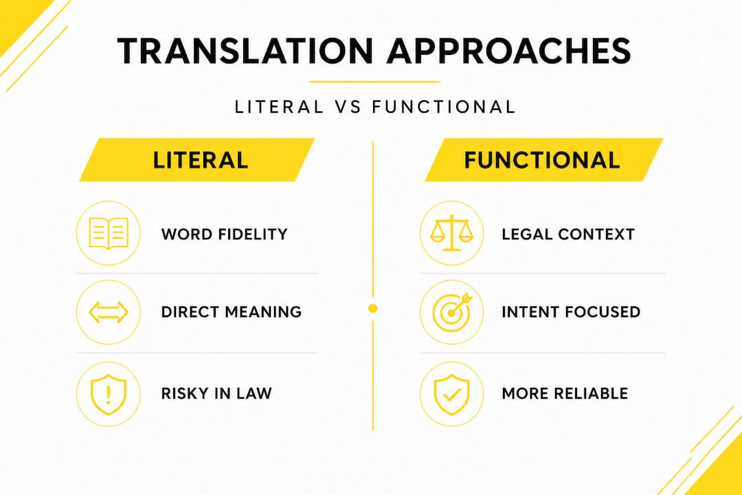 Infographic comparing literal and functional translation