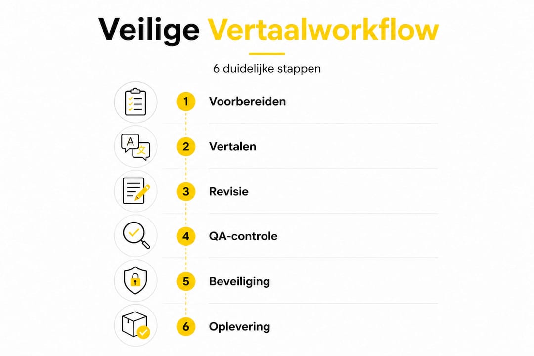 Visuele weergave van het vertaalproces in zes heldere stappen