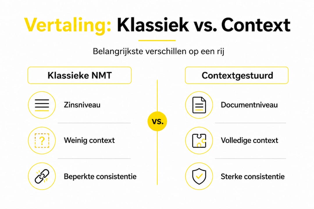 Infographic: traditioneel vertalen versus vertalen op basis van context