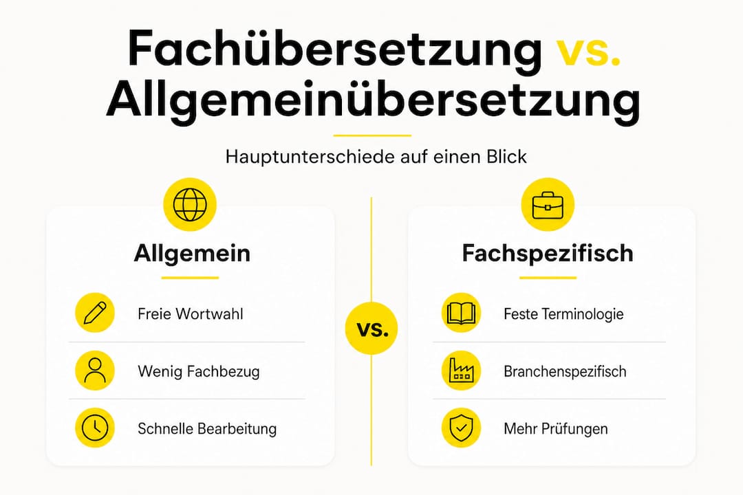 Infografik: Fachübersetzung vs. Standardübersetzung im direkten Vergleich
