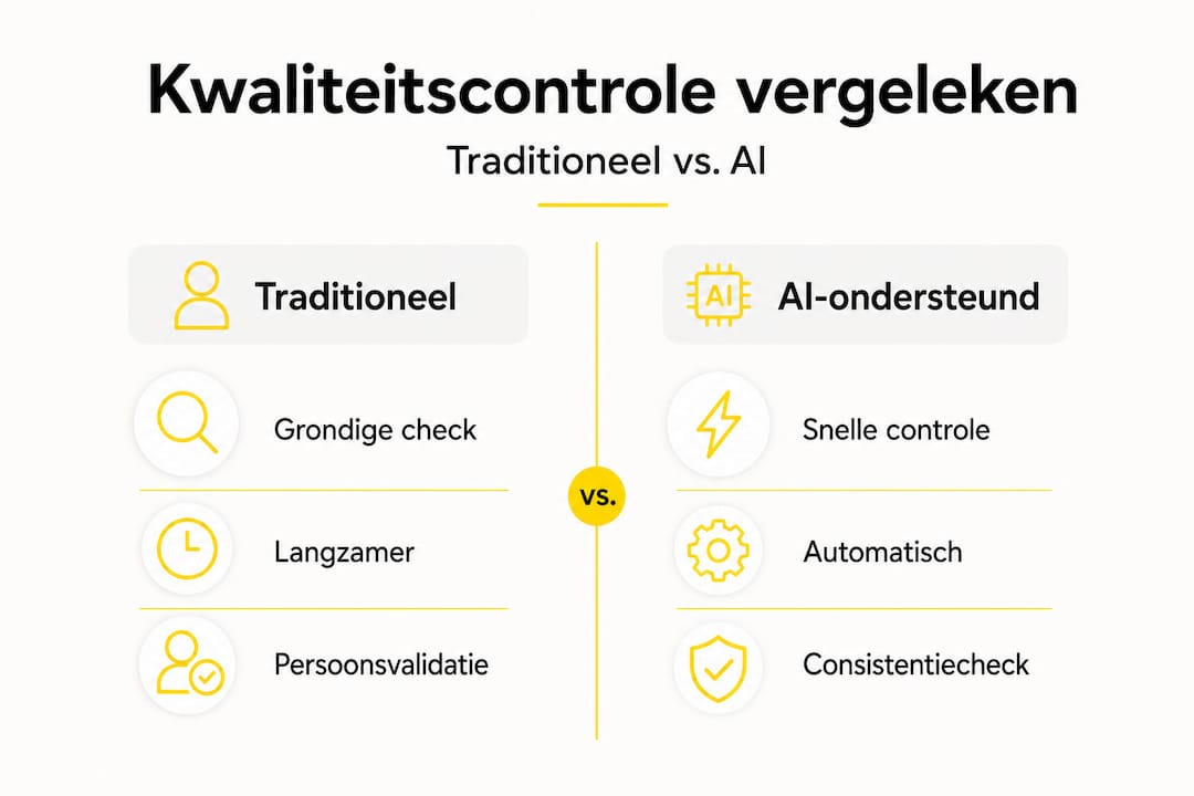 Infographic: traditionele taalcontrole versus slimme taalcheck met AI