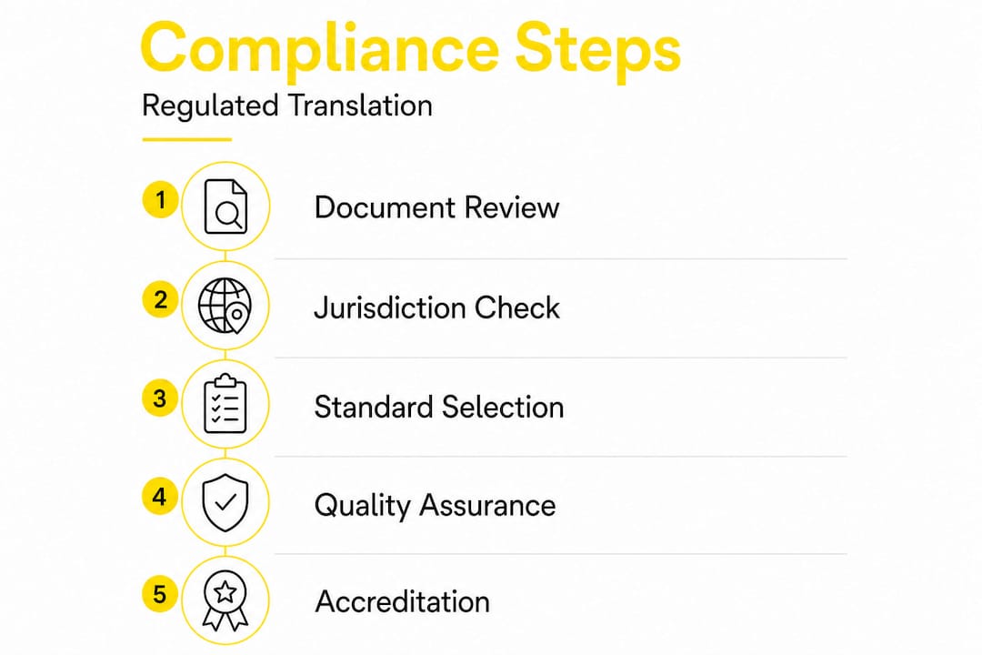 Infographic with steps for translation compliance