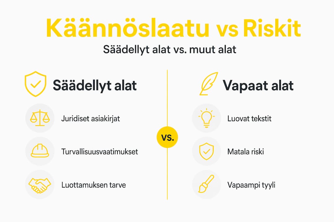 Infografiikassa käydään läpi käännösten laatua ja niihin liittyviä riskejä.