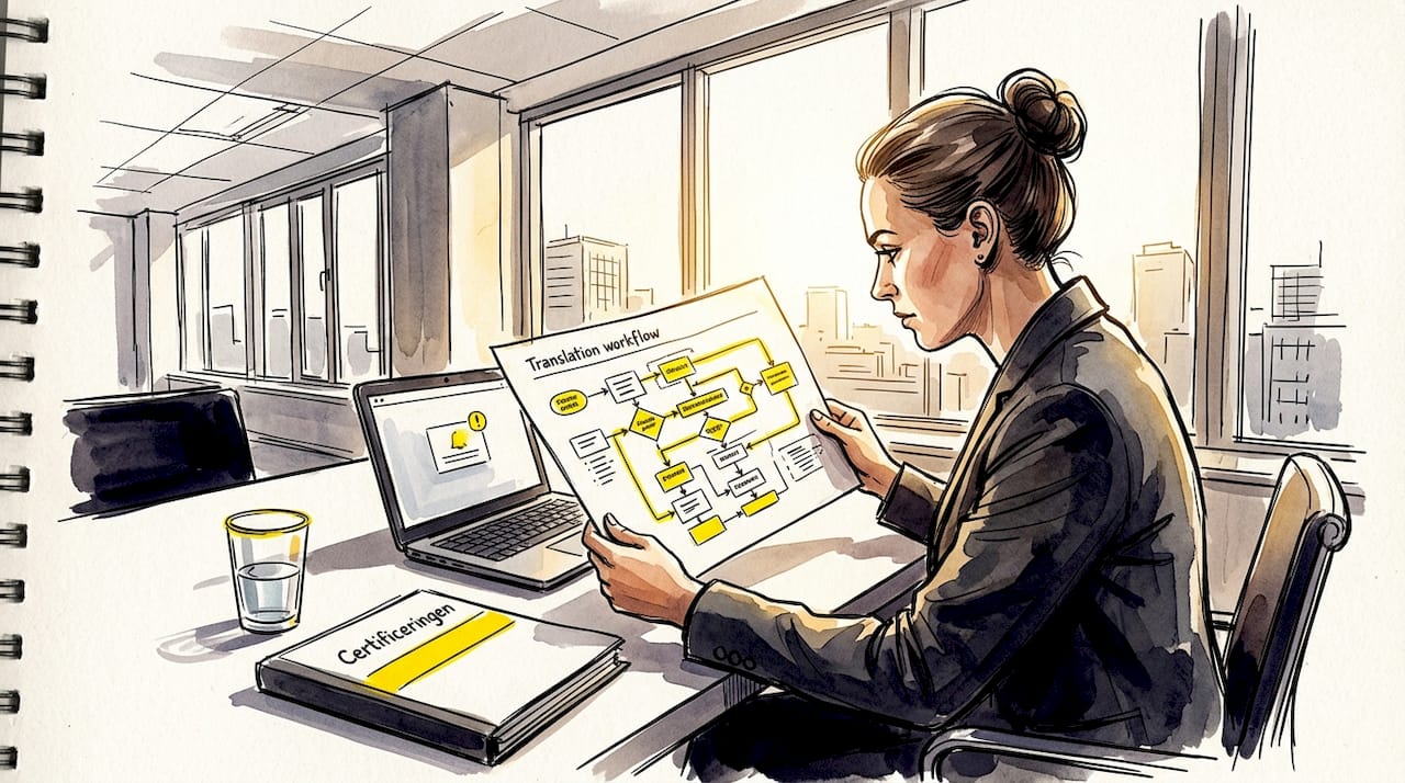 Compliance manager controleert het vertaalproces