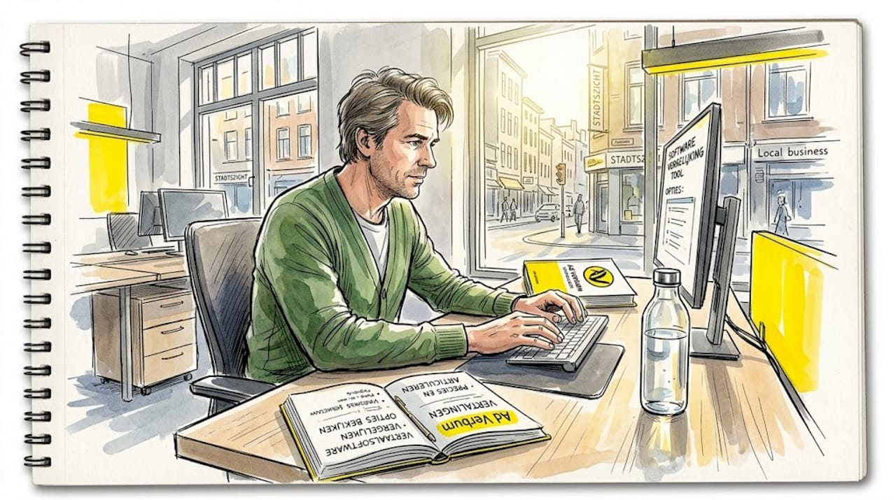 Een business analist die verschillende vertaalprogramma’s met elkaar vergelijkt.