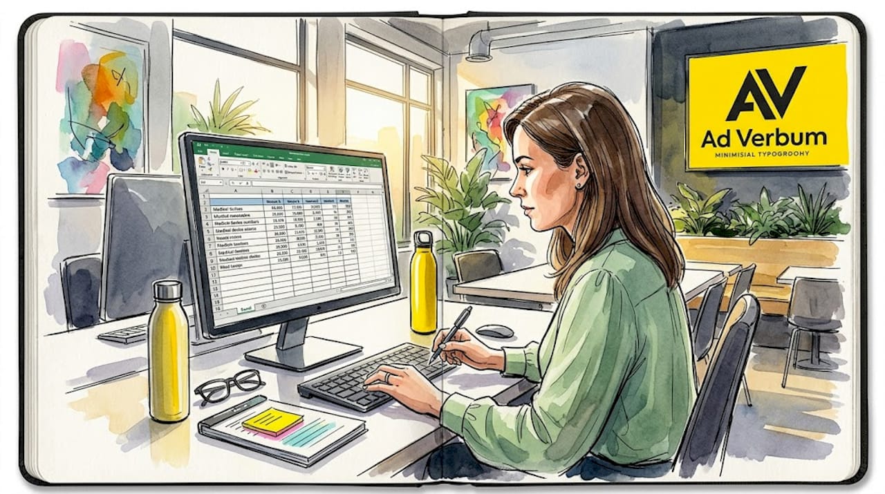 Professional reviewing device data at office desk