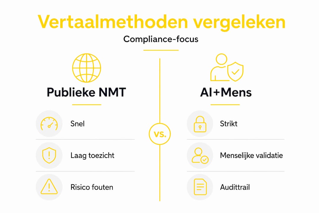 Infographic: een overzicht van verschillende vertaalmethoden en hun impact op compliance