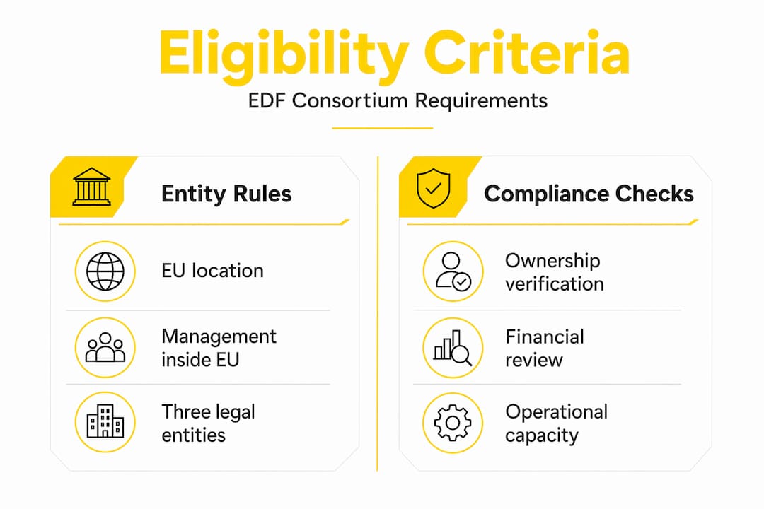 Infographic comparing EDF consortium eligibility and compliance