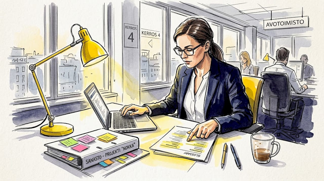Projektipäällikkö päivittää käännössanastoa