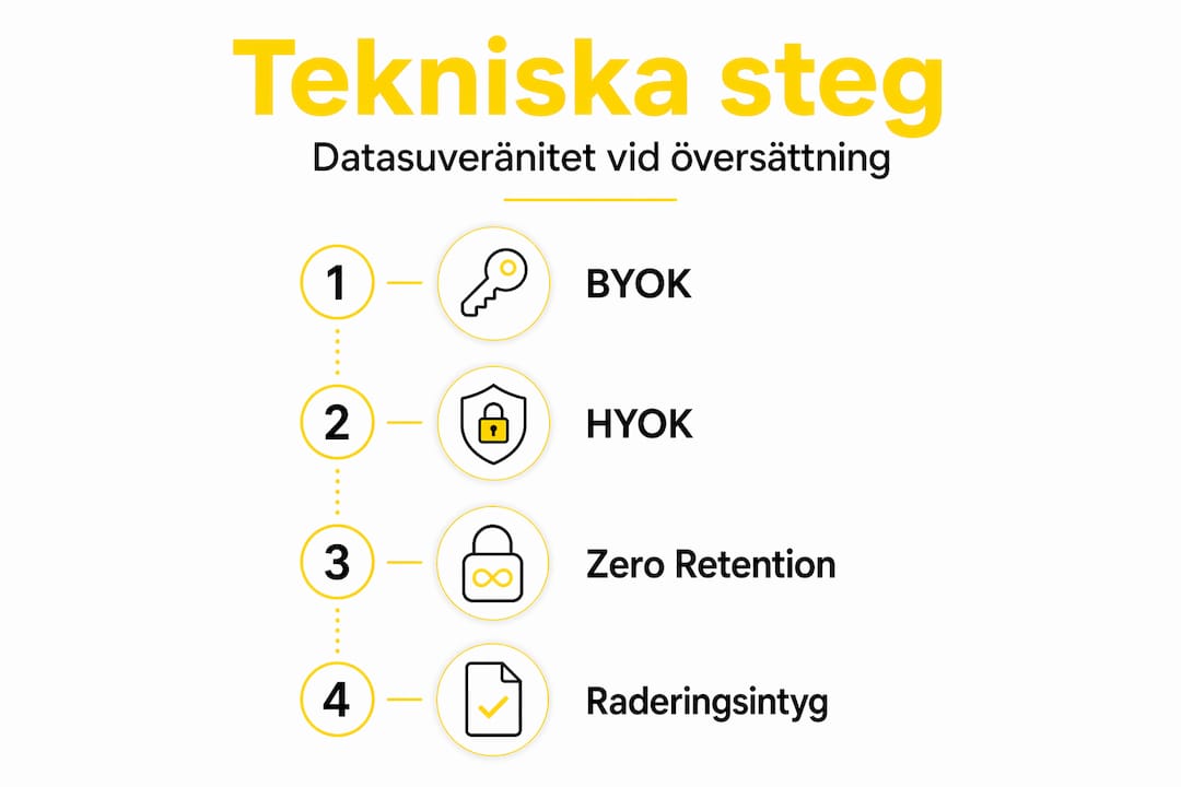 Grafisk översikt över tekniska lösningar för att uppnå datasuveränitet