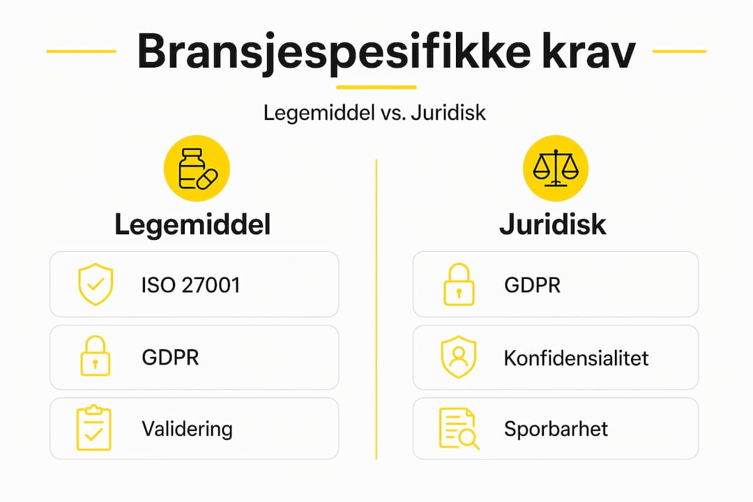 Sammenlignende infografikk: Slik skiller kravene i legemiddelbransjen seg fra de juridiske kravene