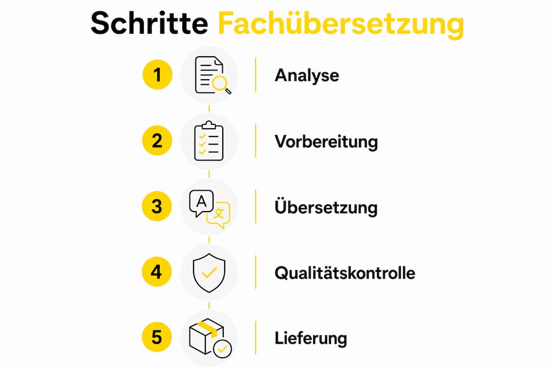 Infografik: Der Weg zur professionellen Fachübersetzung – Schritt für Schritt erklärt