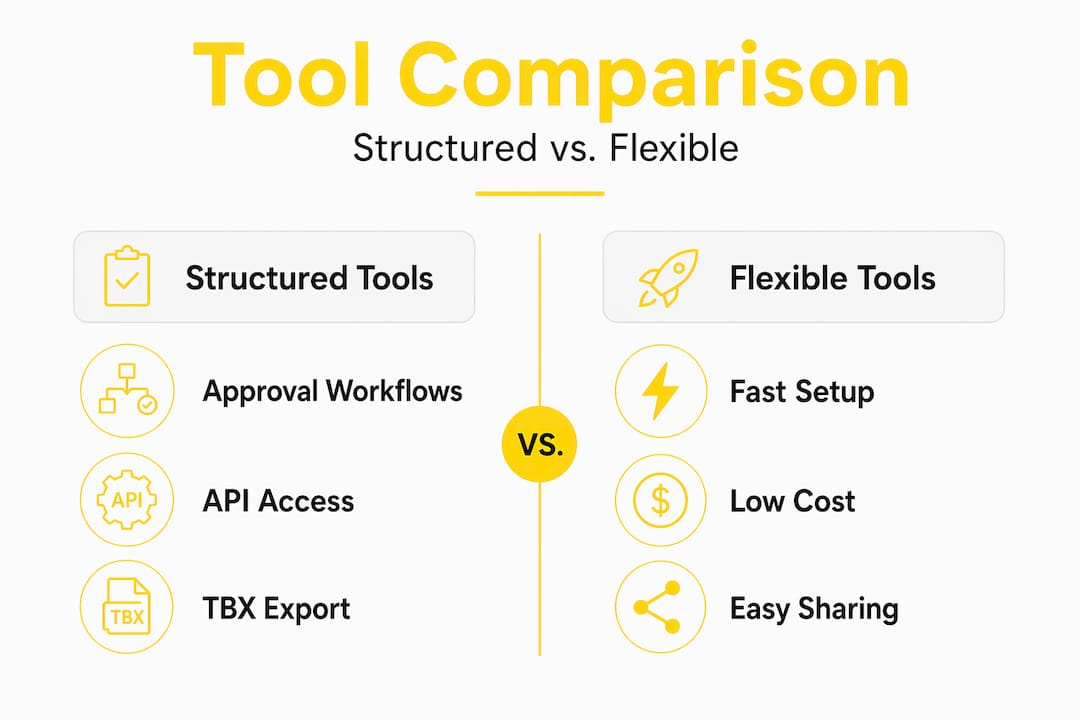 Infographic comparing terminology management tools