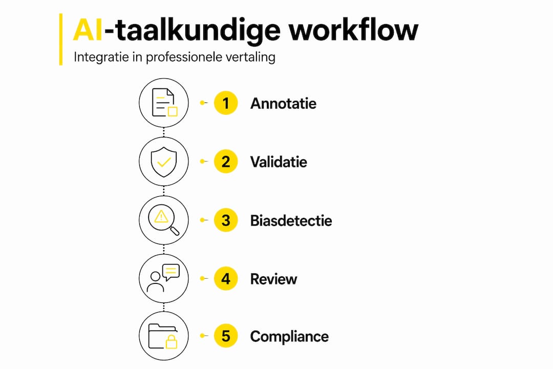 Infographic: stappenplan voor het taalkundige proces van AI