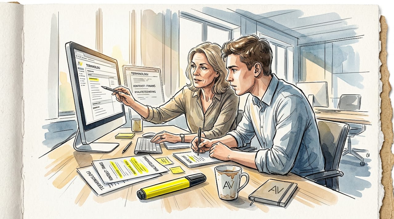 Arbeidsteamet jobber sammen for å utvikle og vedlikeholde en felles terminologidatabase.