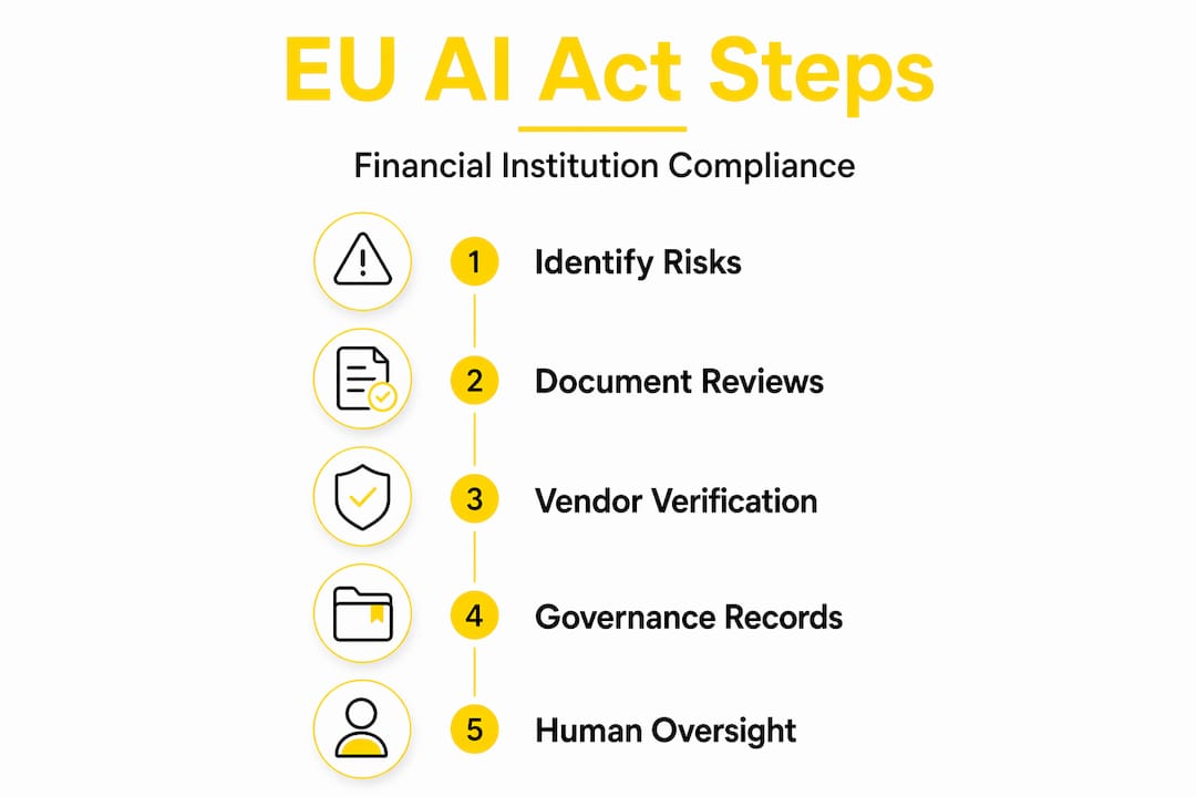 Infographic showing steps for EU AI Act compliance