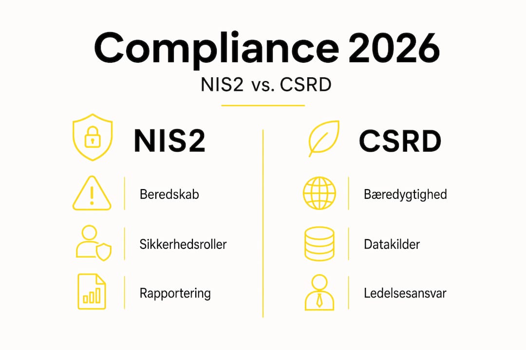 Se vores infografik, der giver et overblik over forskellene og lighederne mellem NIS2- og CSRD-kravene.