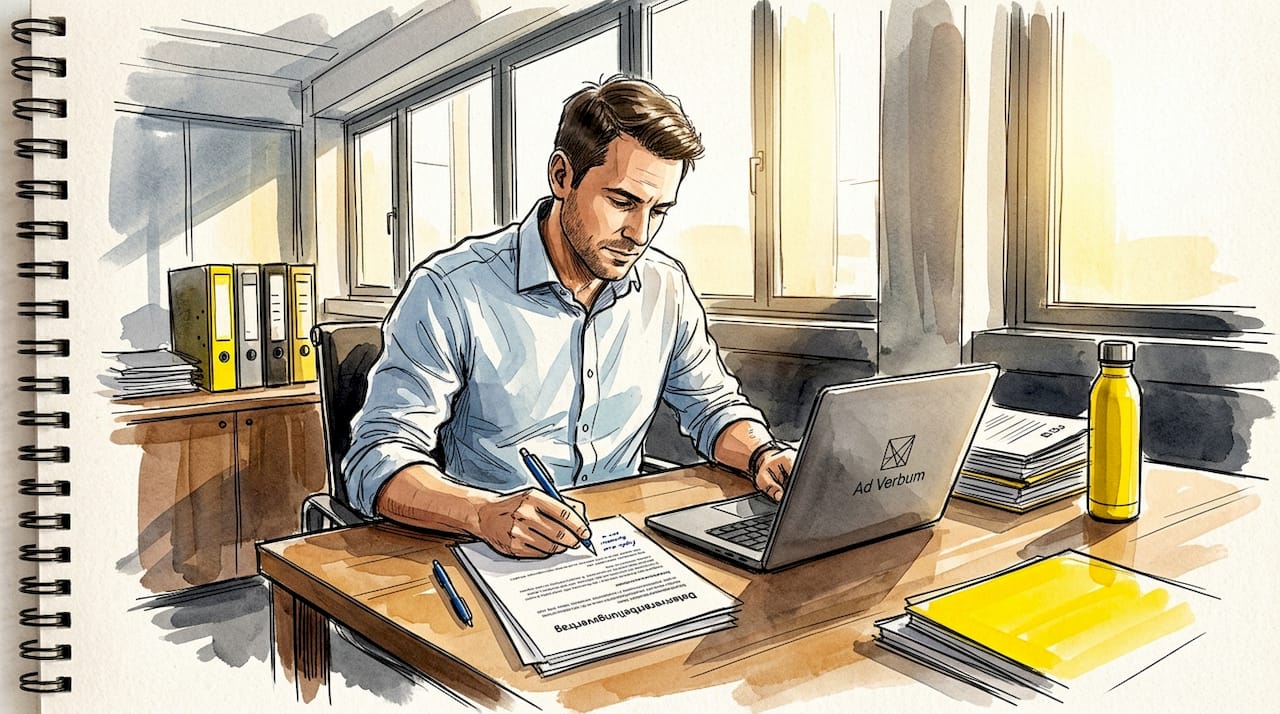 Ein Compliance-Experte prüft derzeit den Auftragsverarbeitungsvertrag auf rechtliche und datenschutzrelevante Aspekte.