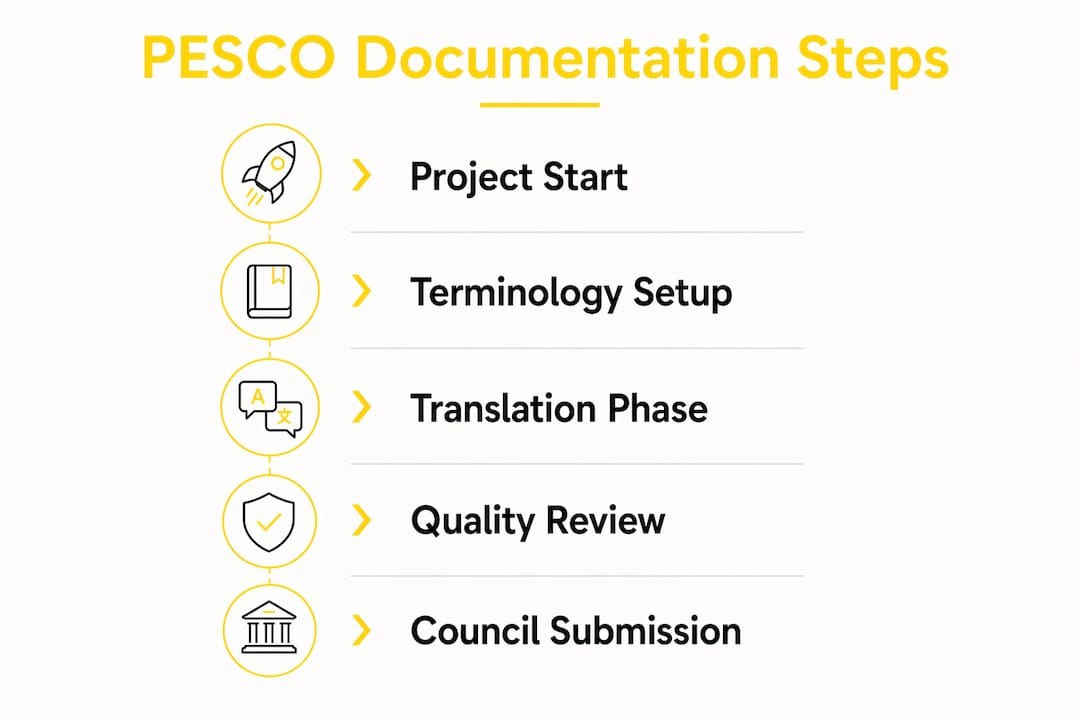 Infographic summarizing PESCO documentation process steps