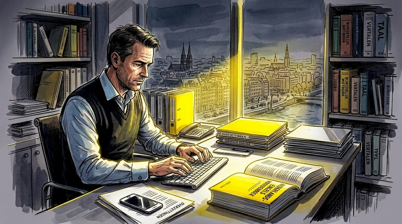 Man bewaakt het goedkeuringsproces van terminologie op zijn computer