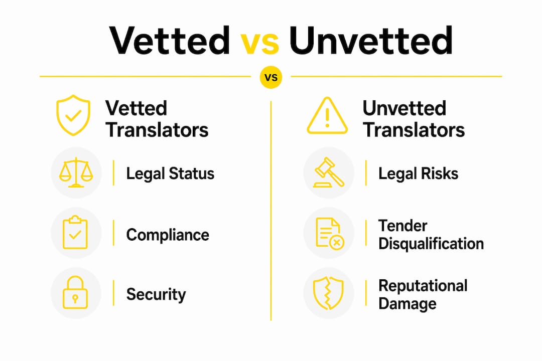 Infographic comparing vetted and unvetted translators