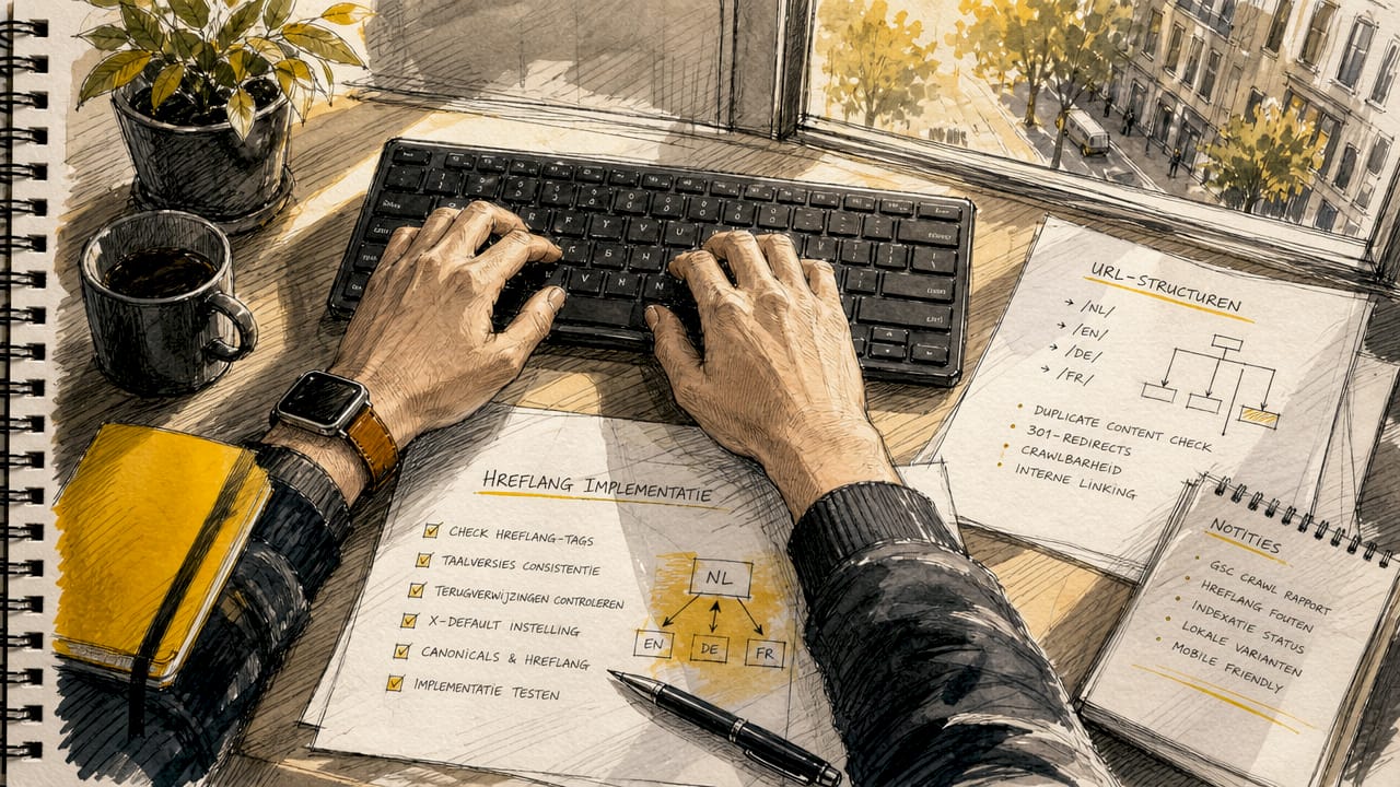 Iemand tikt aantekeningen uit tijdens een technische SEO-audit