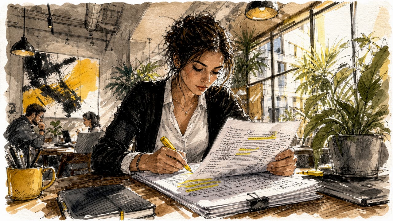 Compliance officer reviewing regulatory documents