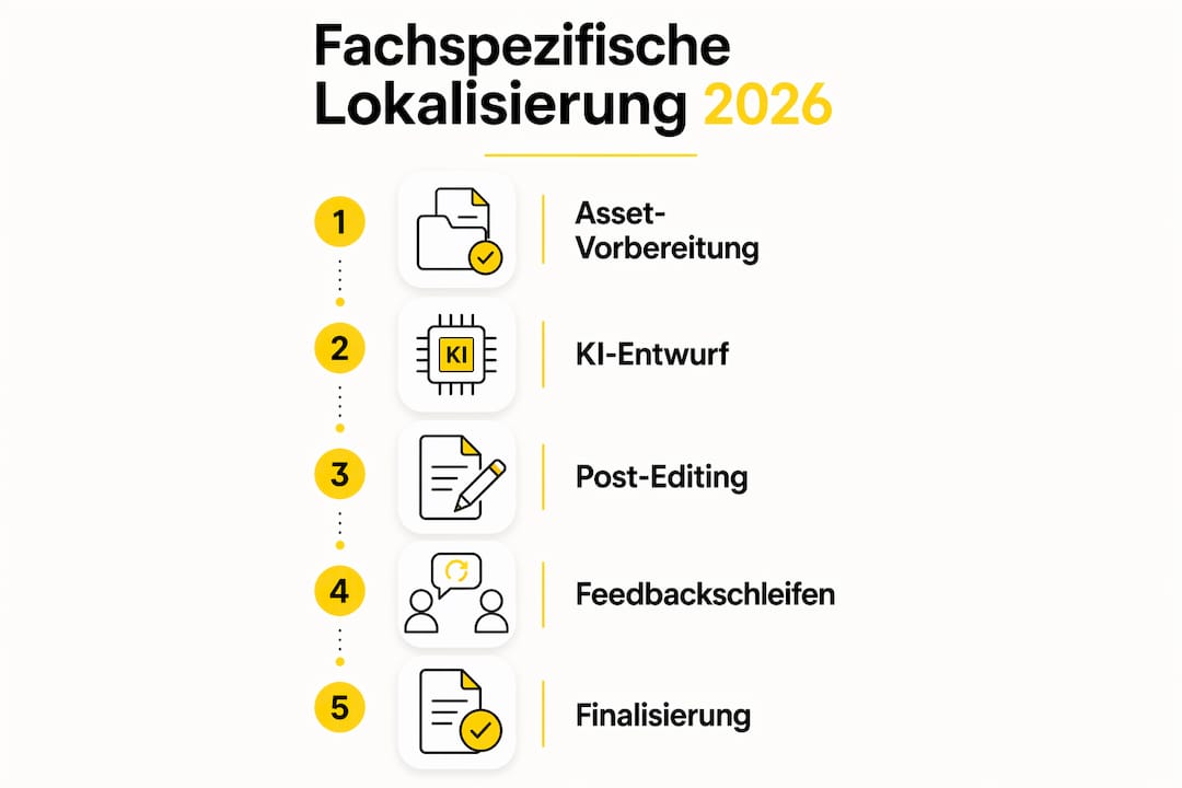 Ablaufschema: Schritte der Fachlokalisierung 2026 auf einen Blick