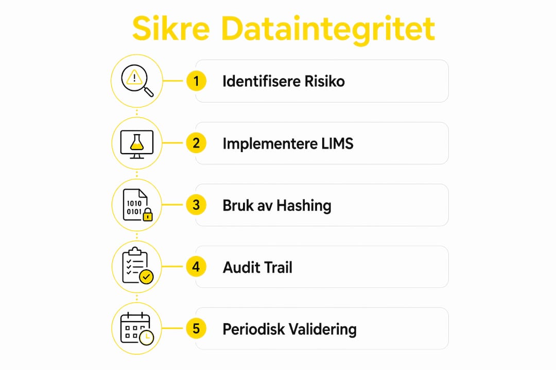 Infografikk med steg-for-steg oversikt over hvordan man sikrer dataintegritet