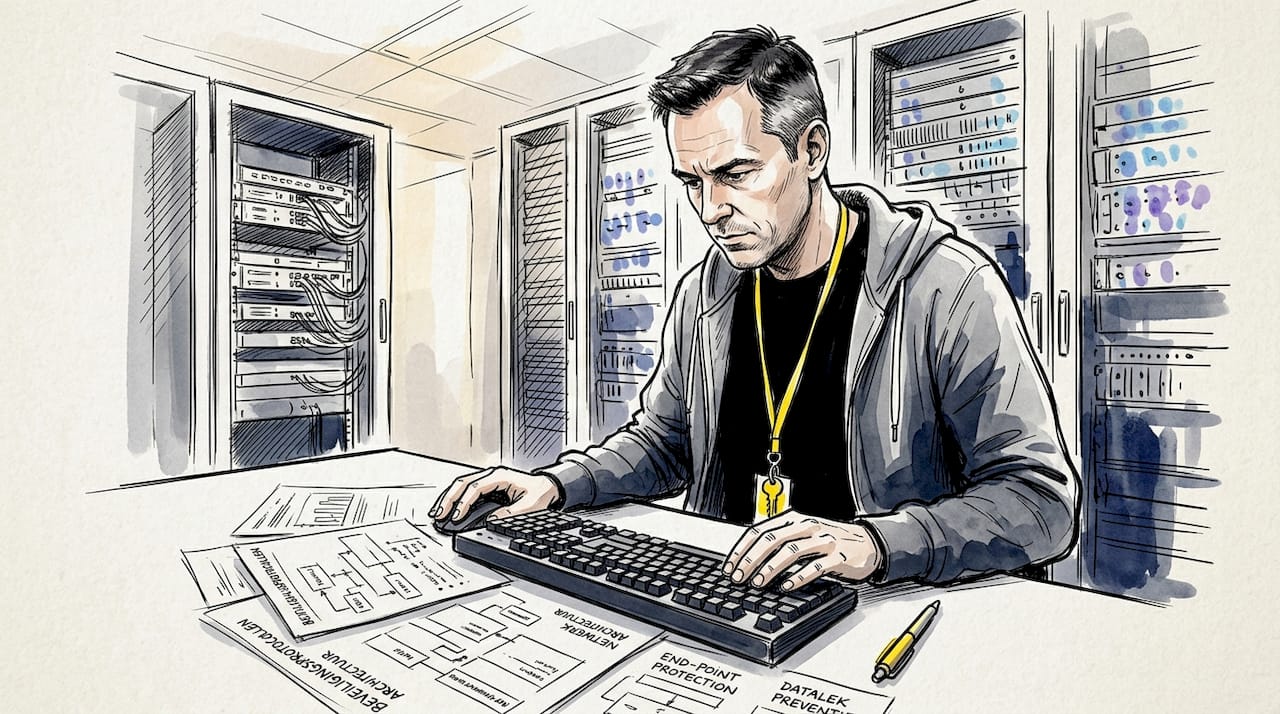 Een IT-expert is druk bezig met het verbeteren van de beveiliging van vertaalsoftware.