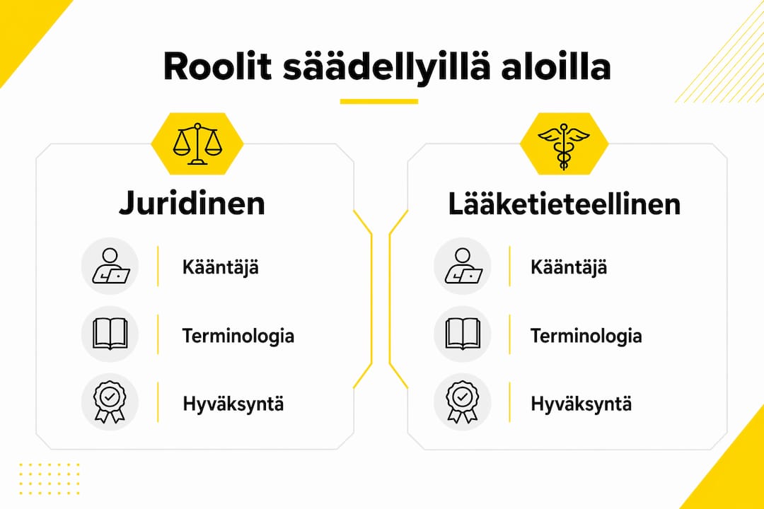 Infograafi: oikeudellisen ja lääketieteellisen käännöstyön eroavaisuudet