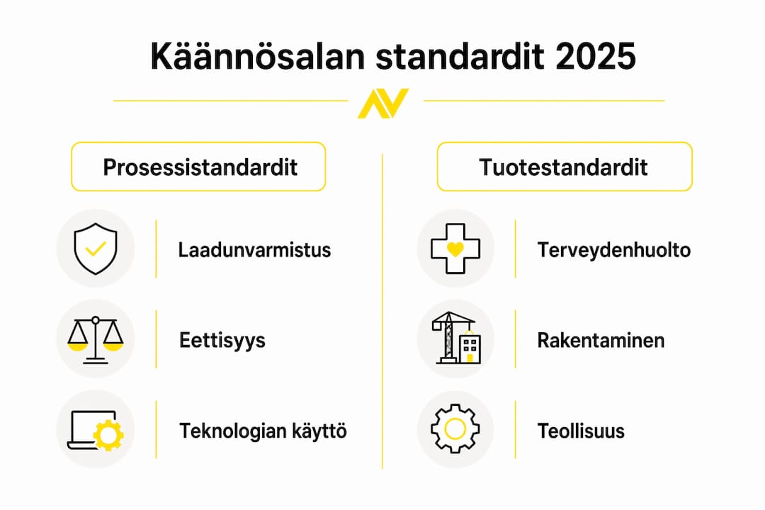 Käännösalan prosessi- ja laatustandardien vertailu vuonna 2025