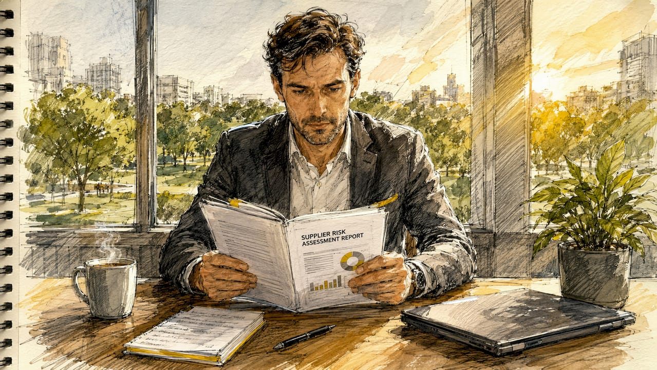 Een compliance officer beoordeelt het leveranciersrapport.