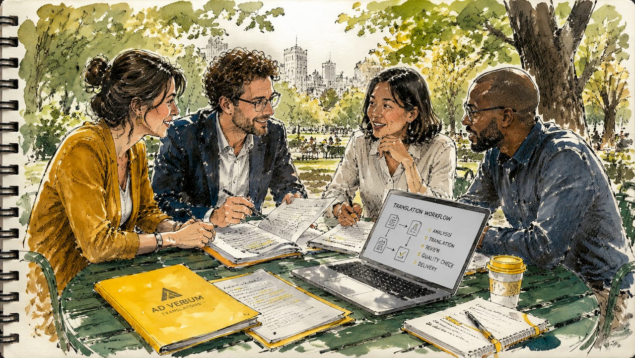 Team collaborating on translation workflows