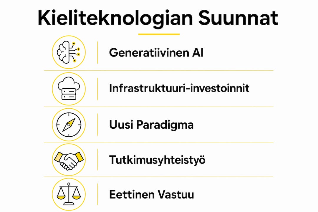 Kieliteknologian tulevaisuuden näkymät 2025 – infograafi