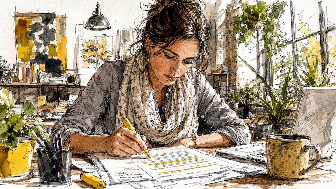 Een vrouwelijke SEO-specialist die gecontroleerde vertaalde webteksten beoordeelt