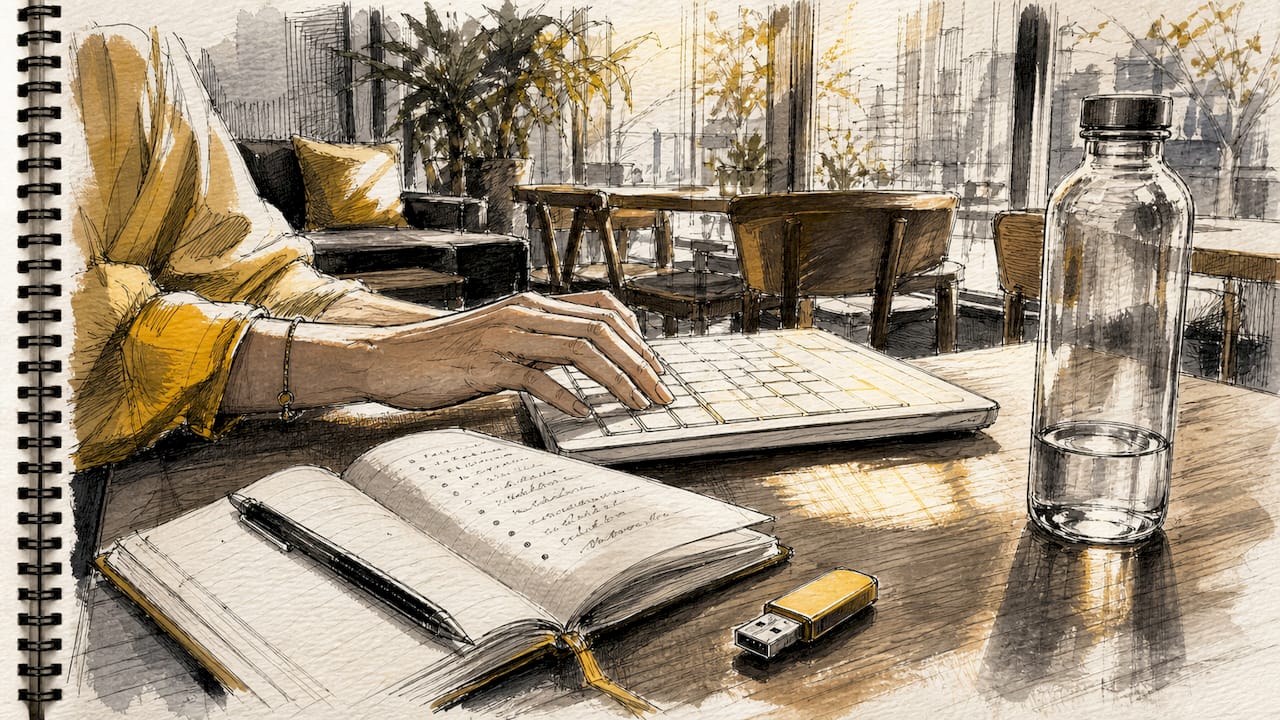 Eine Frau arbeitet im Homeoffice und tippt auf ihrer Tastatur.