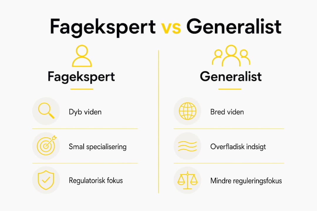 Visuel oversigt: forskelle og ligheder mellem specialister og generalister