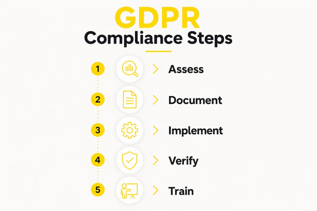 Infographic showing GDPR compliance process steps
