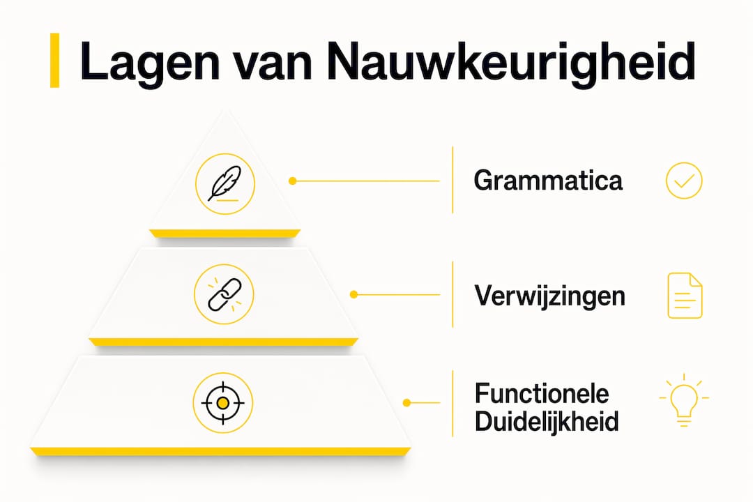 Deze infographic brengt de drie niveaus van taalkundige precisie helder in beeld.