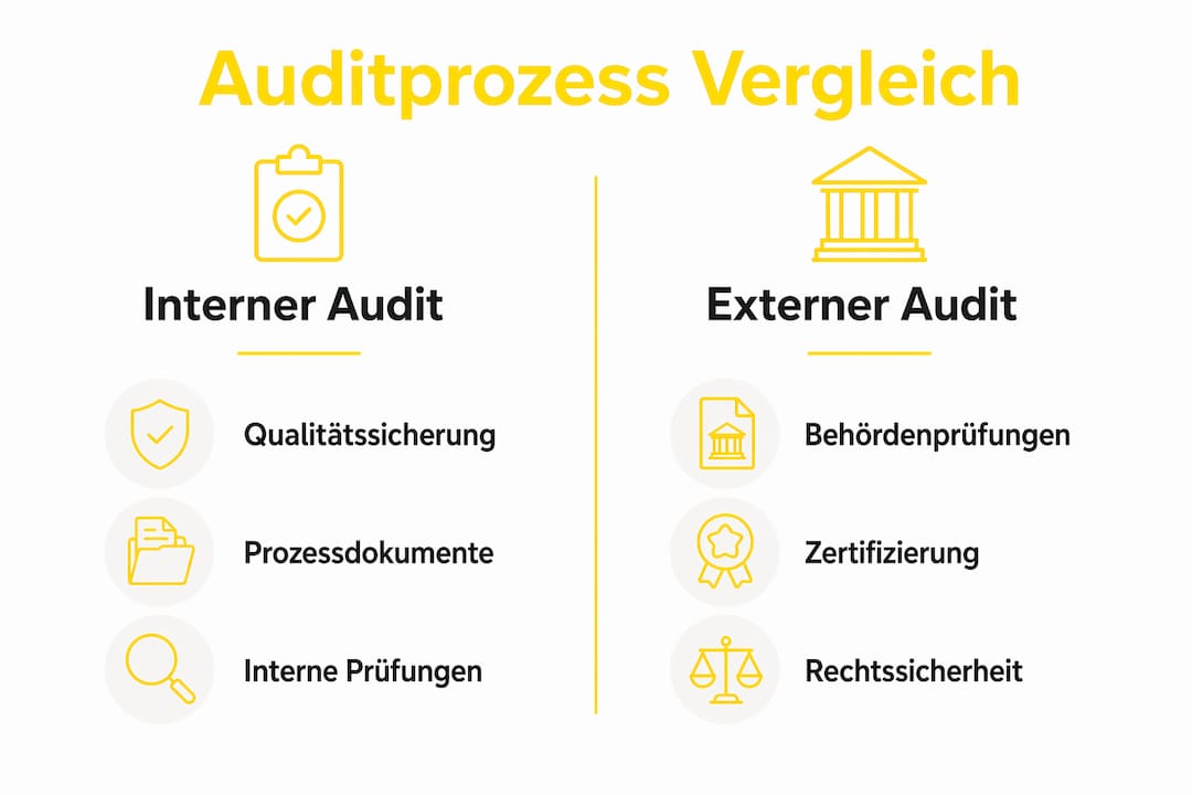 Übersicht: Unterschiede und Gemeinsamkeiten von internen und externen Audits auf einen Blick