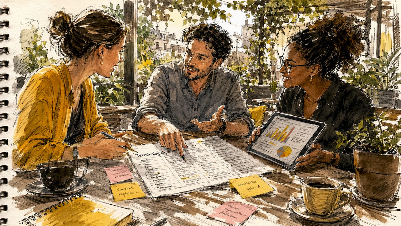 Teamoverleg om onze terminologie op één lijn te krijgen