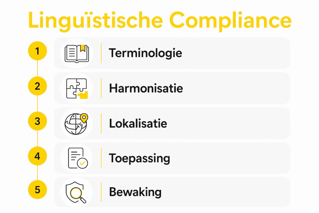 Infographic: vijf essentiële stappen voor taalkundige compliance