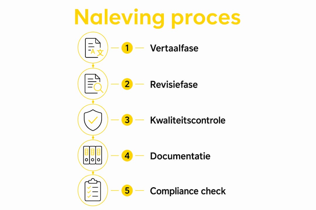 Overzichtelijke infographic met de stappen van het kwaliteitscontroleproces bij vertalingen