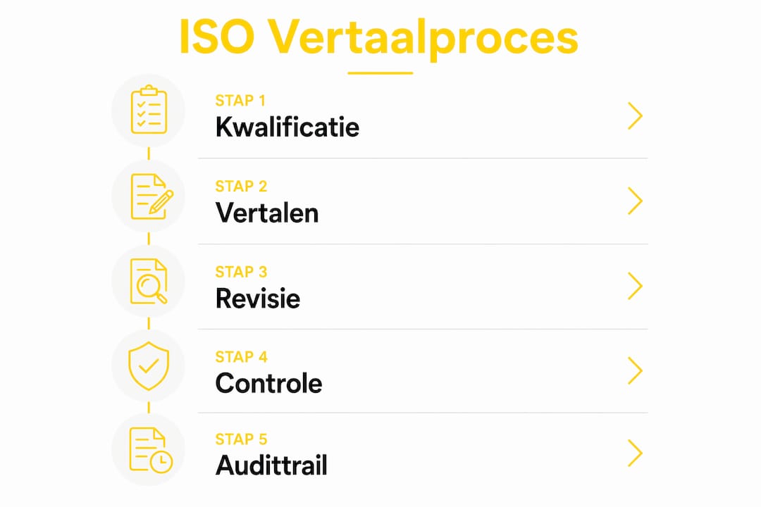 Infographic: Stappen in het ISO-vertaalproces