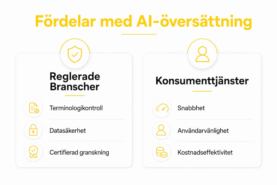 Infografik som visar fördelarna med AI-översättning inom olika områden