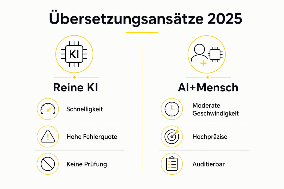 Grafik: Übersetzungen im Vergleich – Künstliche Intelligenz allein vs. Mensch und KI im Team