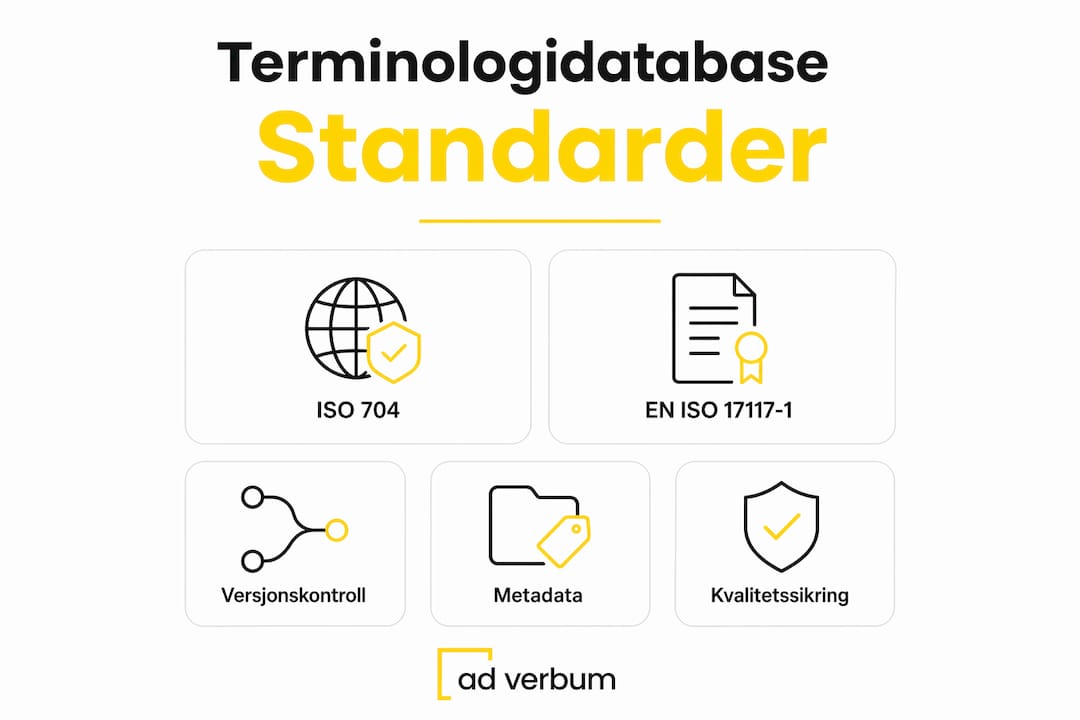 Oversiktlig infografikk som gir deg en trinnvis guide til standarder for terminologidatabaser