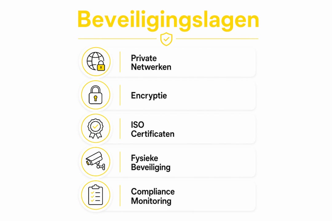 Infographic over technische beveiligingslagen bij het verwerken van data